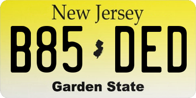 NJ license plate B85DED