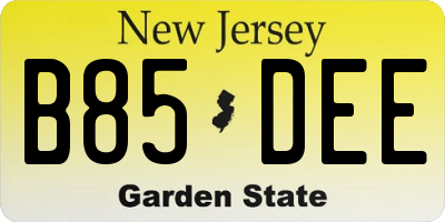 NJ license plate B85DEE