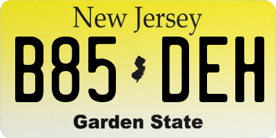 NJ license plate B85DEH
