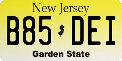 NJ license plate B85DEI
