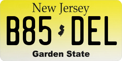 NJ license plate B85DEL