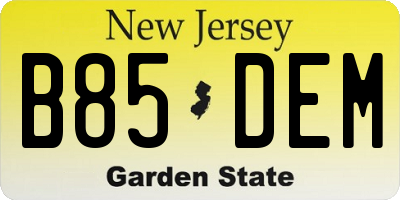 NJ license plate B85DEM