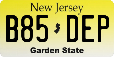 NJ license plate B85DEP