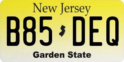 NJ license plate B85DEQ