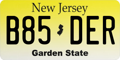 NJ license plate B85DER