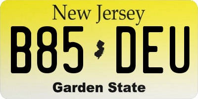 NJ license plate B85DEU