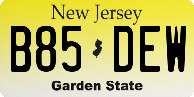 NJ license plate B85DEW