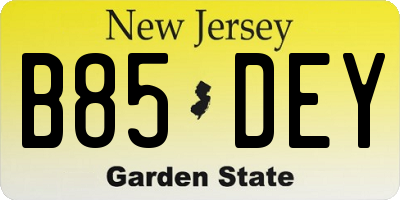 NJ license plate B85DEY