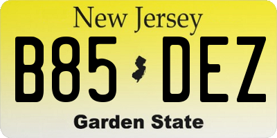 NJ license plate B85DEZ