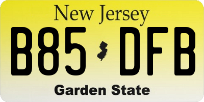 NJ license plate B85DFB
