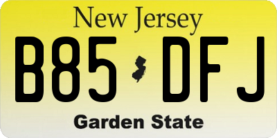 NJ license plate B85DFJ