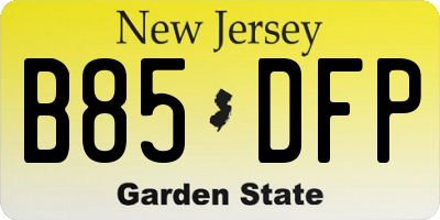 NJ license plate B85DFP