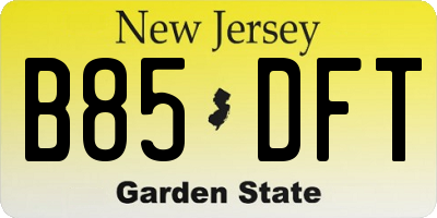 NJ license plate B85DFT
