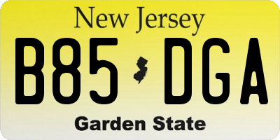 NJ license plate B85DGA