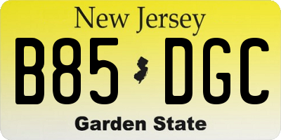 NJ license plate B85DGC