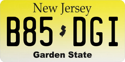 NJ license plate B85DGI