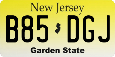 NJ license plate B85DGJ