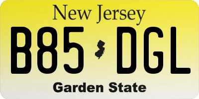 NJ license plate B85DGL