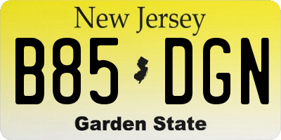 NJ license plate B85DGN