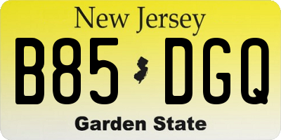 NJ license plate B85DGQ