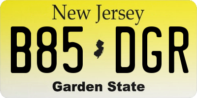 NJ license plate B85DGR