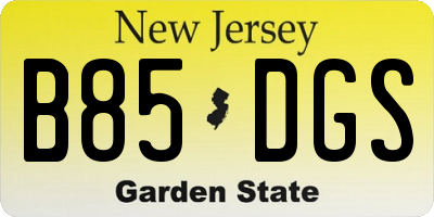 NJ license plate B85DGS