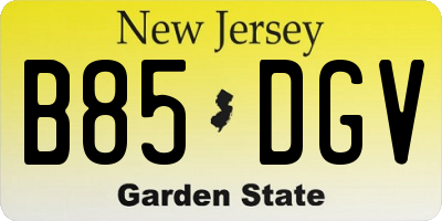 NJ license plate B85DGV