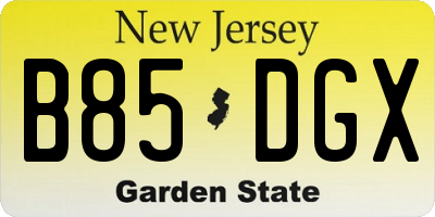 NJ license plate B85DGX