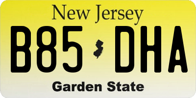 NJ license plate B85DHA