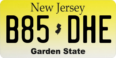 NJ license plate B85DHE