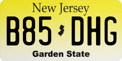 NJ license plate B85DHG