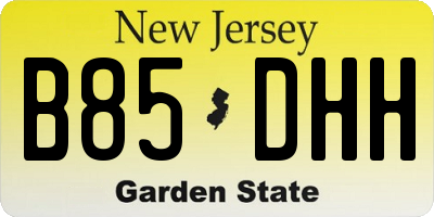 NJ license plate B85DHH