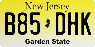 NJ license plate B85DHK