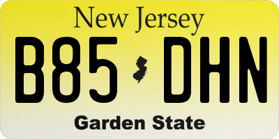 NJ license plate B85DHN