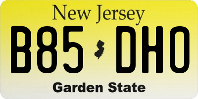 NJ license plate B85DHO