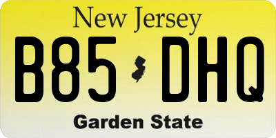 NJ license plate B85DHQ