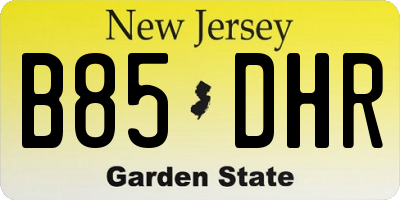 NJ license plate B85DHR