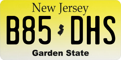 NJ license plate B85DHS