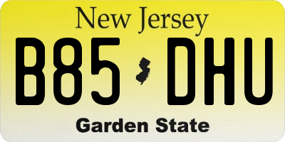 NJ license plate B85DHU