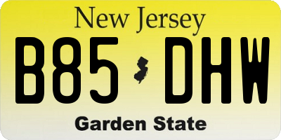 NJ license plate B85DHW