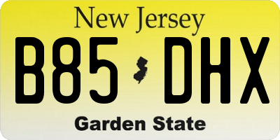 NJ license plate B85DHX