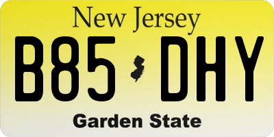 NJ license plate B85DHY