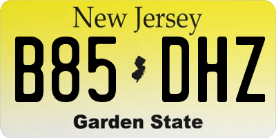 NJ license plate B85DHZ