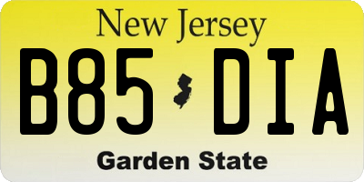 NJ license plate B85DIA