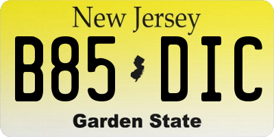 NJ license plate B85DIC