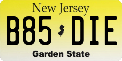 NJ license plate B85DIE