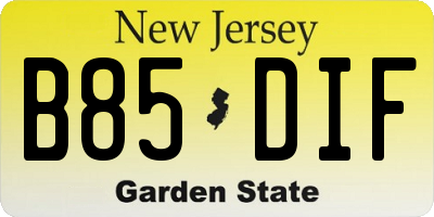 NJ license plate B85DIF