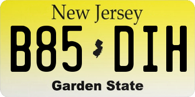 NJ license plate B85DIH