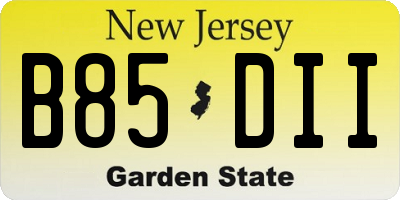 NJ license plate B85DII
