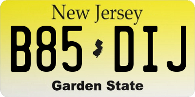 NJ license plate B85DIJ
